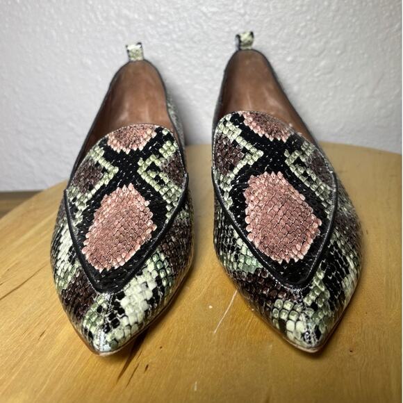 Jeffrey Campbell Viona-WD Snakeskin Print Leather Loafers Pointed Toe Size 10 - Picture 3 of 9